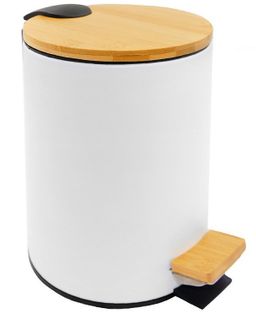 Aqualine Bambusový odpadkový kôš 5 l SoftClose, matná biela BI007