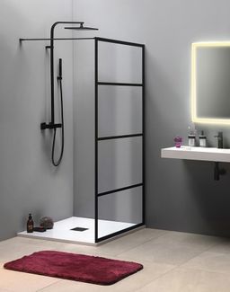 Gelco Cure Black Walk-In Wall 90 cm, čierny mat/čierne sklo CB90