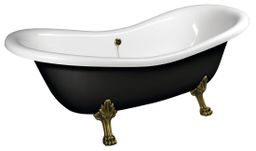 Polysan Charleston Voľne stojaca vaňa 188x80x71 cm, čierna/biela - nohy bronz 72960
