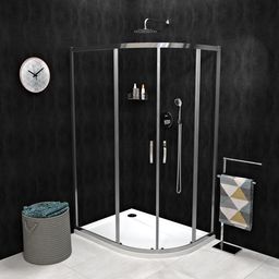 Gelco Sigma Simply Sprchový kút 100x80 cm, štvrťkruhový, chróm/čierne sklo, GS1080