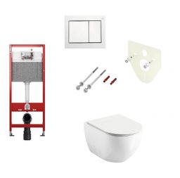 Tece Sada modulu pre sadrokartónové dosky, toaleta EBS Urban City Rimless, sedadlo a biele tlačidlo