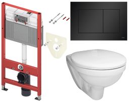 Tece Set modulu do sádrokartonu, EBS WC Boreal, sedátka a tlačítka, černá matná