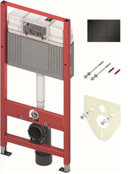 Tece Základný rámový modul 112 cm pre WC vrátane vložky a tlačidla, čierny mat 9400414