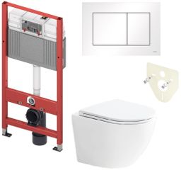 Tece Set modulu do sadrokartónu, WC EBS Vortex Rimless, sedadlá a tlačidlá, biela