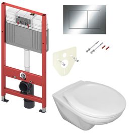 Tece Set modulu do sádrokartonu, WC EBS Diana New, sedátka a tlačítka, chrom lesk