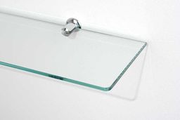 Amirro Police Glass Sklenená polica s úchytmi, 49,8x12 cm, 100-142