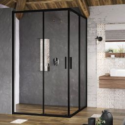 Ravak Blix Slim Sprchový kút 1/2 90 cm, čierny/čierne sklo BLSRV2K-90BT