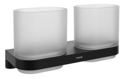 Ravak Chrom II Držiak s dvoma pohárikmi, matná čierna CRII220.20BLM, X07P1378