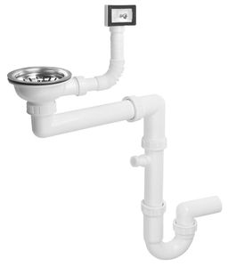 Bruckner Priestorovo úsporný drezový sifón, s prepadom a 6/4" batériou, vrátane pilóty, DN40, biely 155.127.0