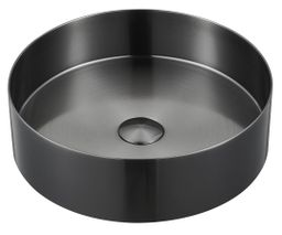 Sapho Aurum Nerezové okrúhle umývadlo, priemer 38 cm, vrátane odtoku, antracit AU101