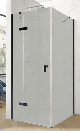 Hüppe Astra Ľavé krídlové dvere, 120 cm, čierny profil/sklo Sand Plus PX0005.123.316