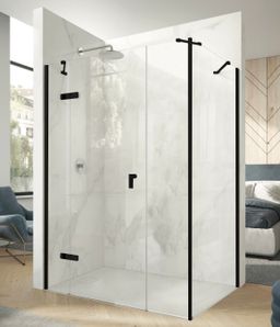 Hüppe Astra Ľavé krídlové dvere, 120 cm, čierny profil/čierne sklo PX0301.123.322