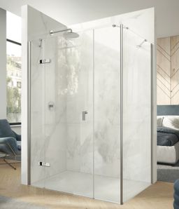 Hüppe Astra Ľavé krídlové dvere, 130 cm, strieborný profil/čierne sklo PX0302.069.322