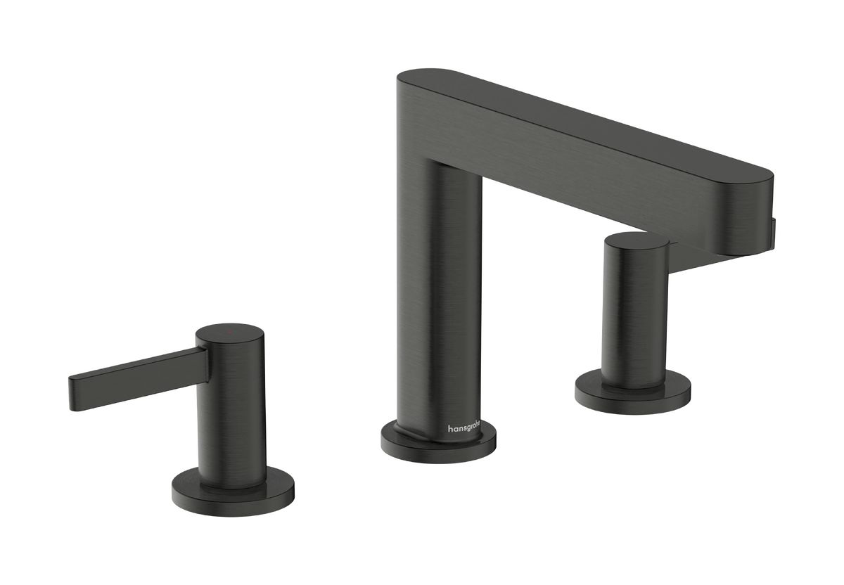 Hansgrohe Finoris Trojotvorová umývadlová batéria s výpusťou click-clack, kartáčovaný čierny chróm 76033340