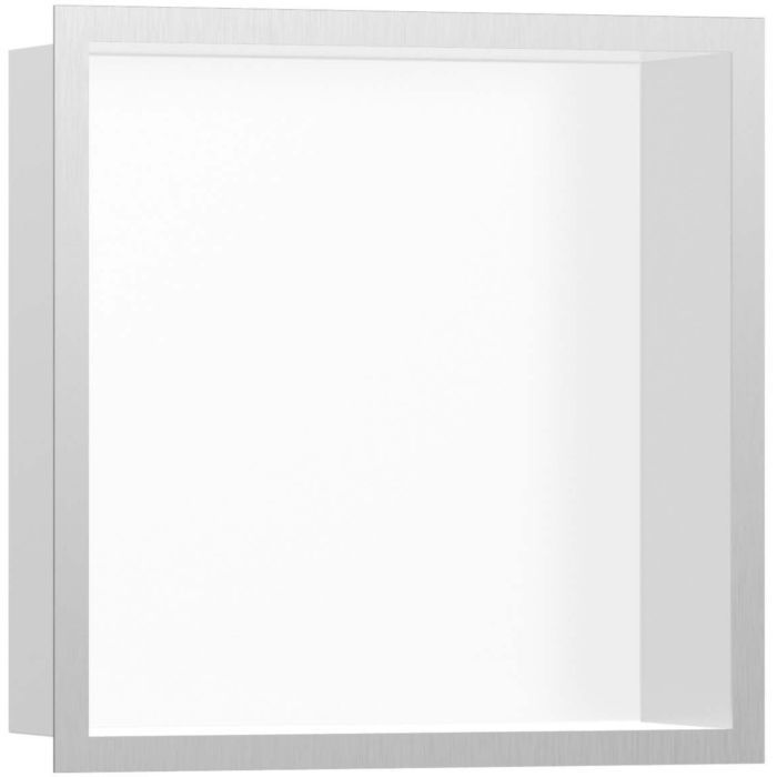 Hansgrohe XtraStoris Individuálna zapustená polica 30x30x10 cm, matná biela/brúsená nerezová oceľ 56099800