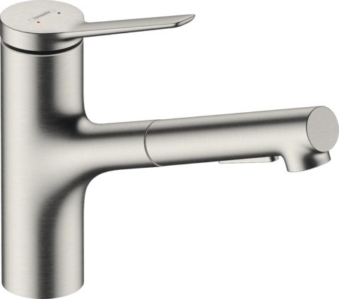 Hansgrohe Zesis M33 Dřezová baterie s vytažitelnou sprchou, 2jet, sBox lite, nerezová ocel 74803800