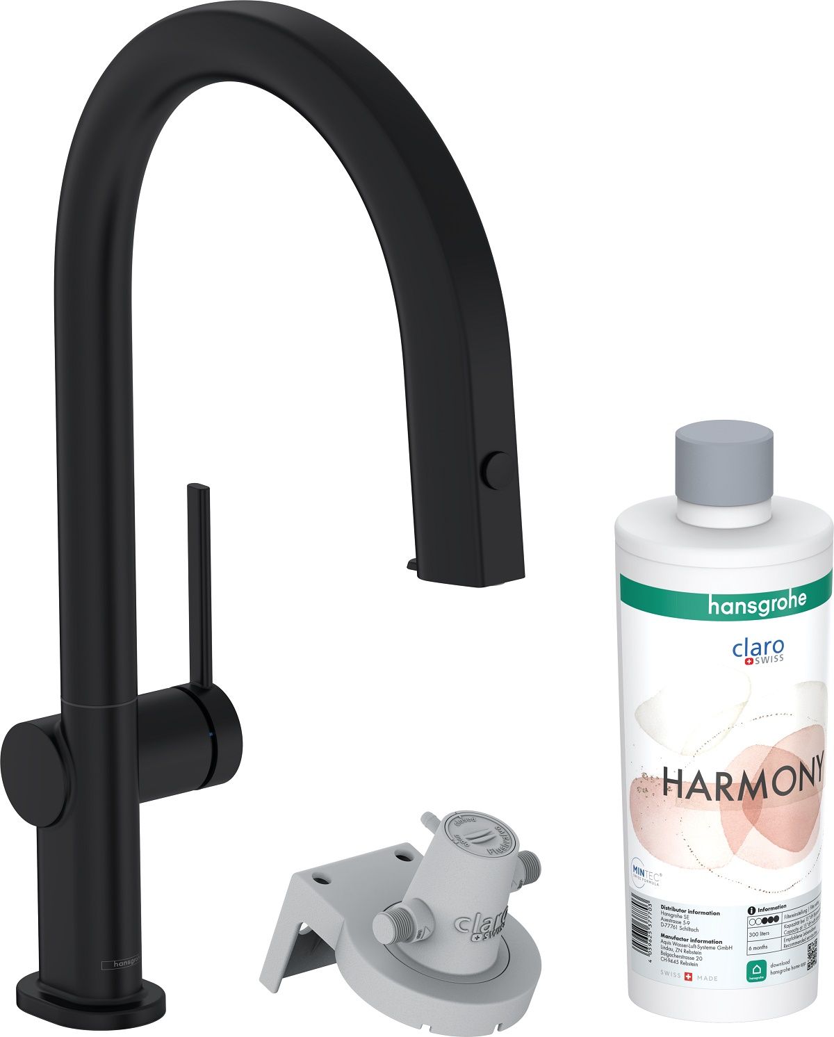 Hansgrohe Aqittura Dřezová baterie s výsuvnou koncovkou a filtrací, matná černá 76801670