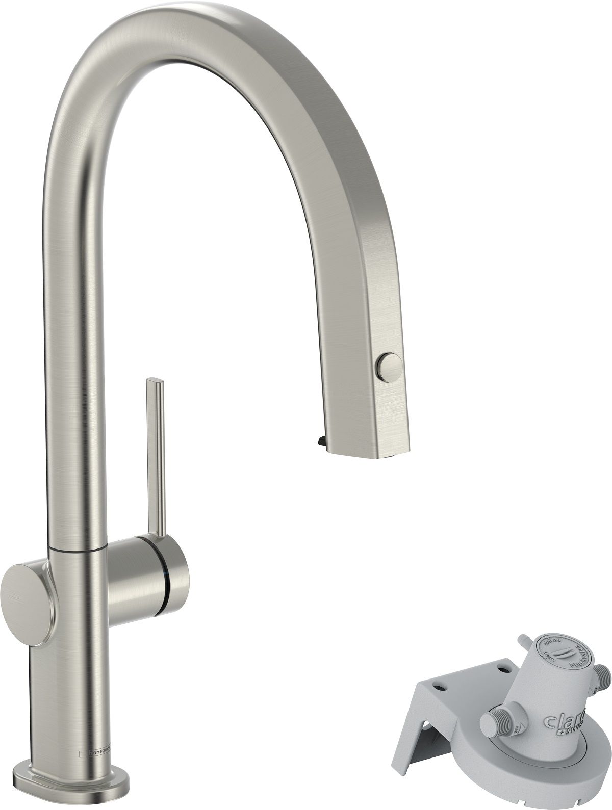 Hansgrohe Aqittura Dřezová baterie s výsuvnou koncovkou a filtrační hlavicí, nerez 76803800