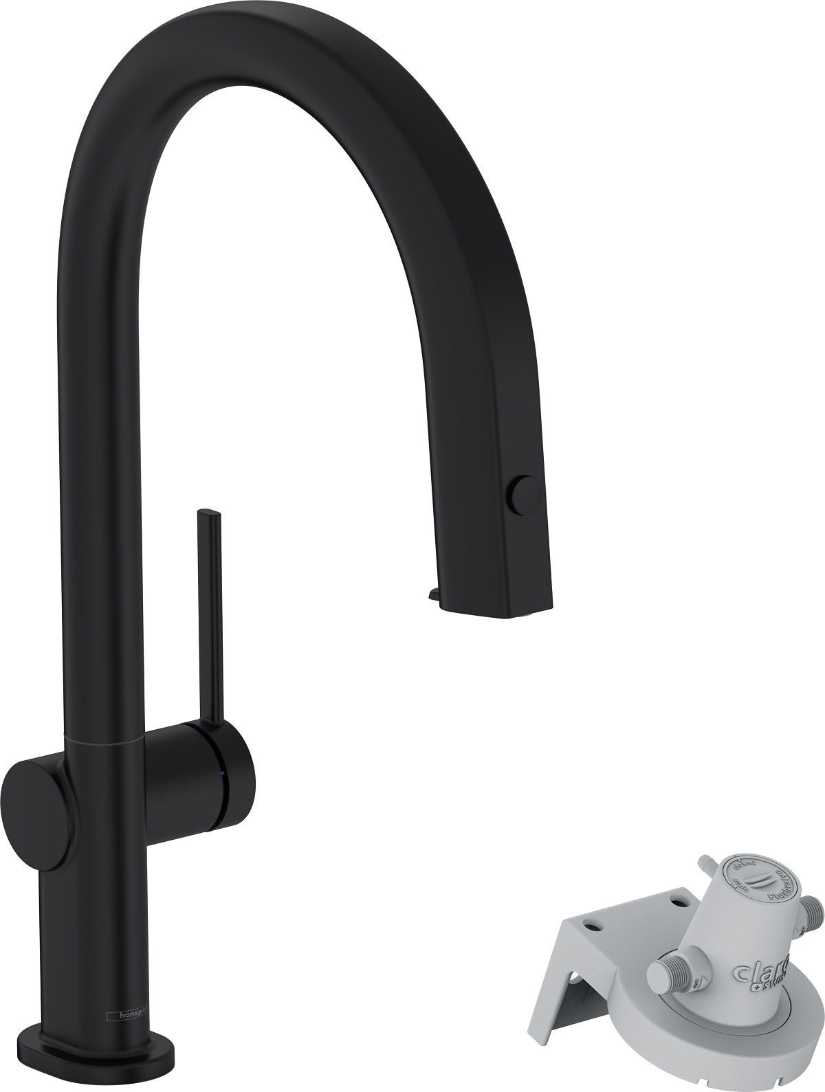 Hansgrohe Aqittura Dřezová baterie s výsuvnou koncovkou a filtrační hlavicí, sBox, matná černá 76826670