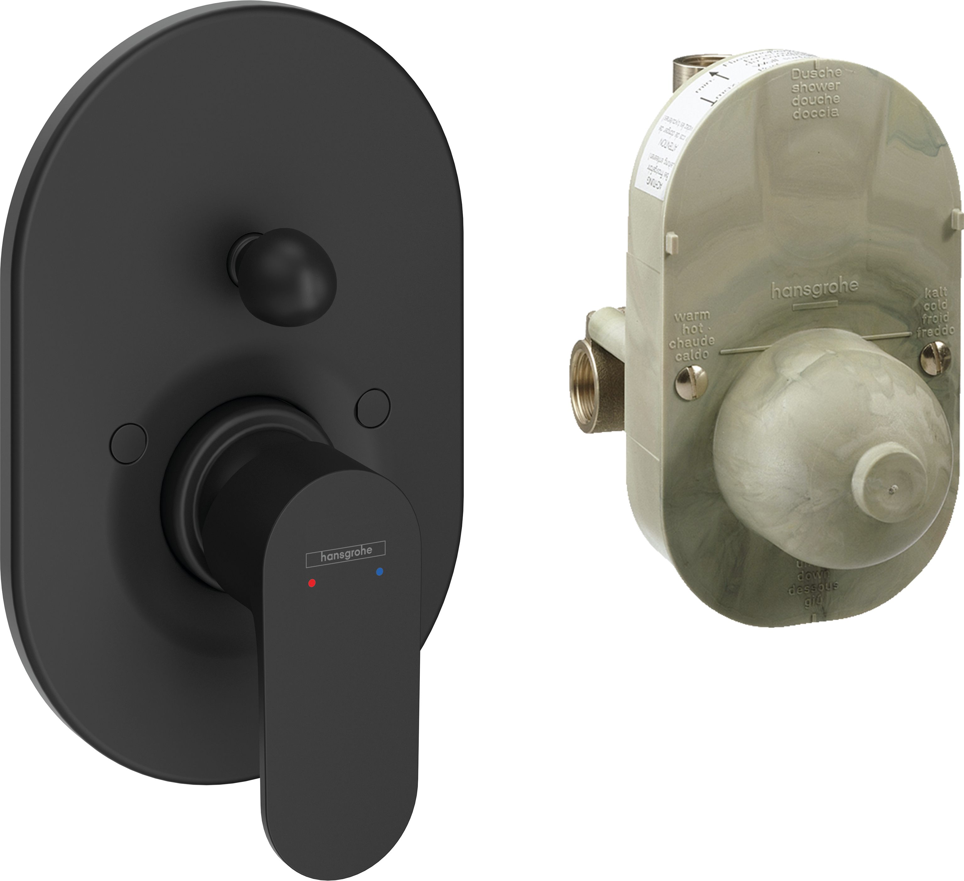 Hansgrohe Rebris S Vaňová batéria pod omietku, sada s telesom, čierna matná 72448670