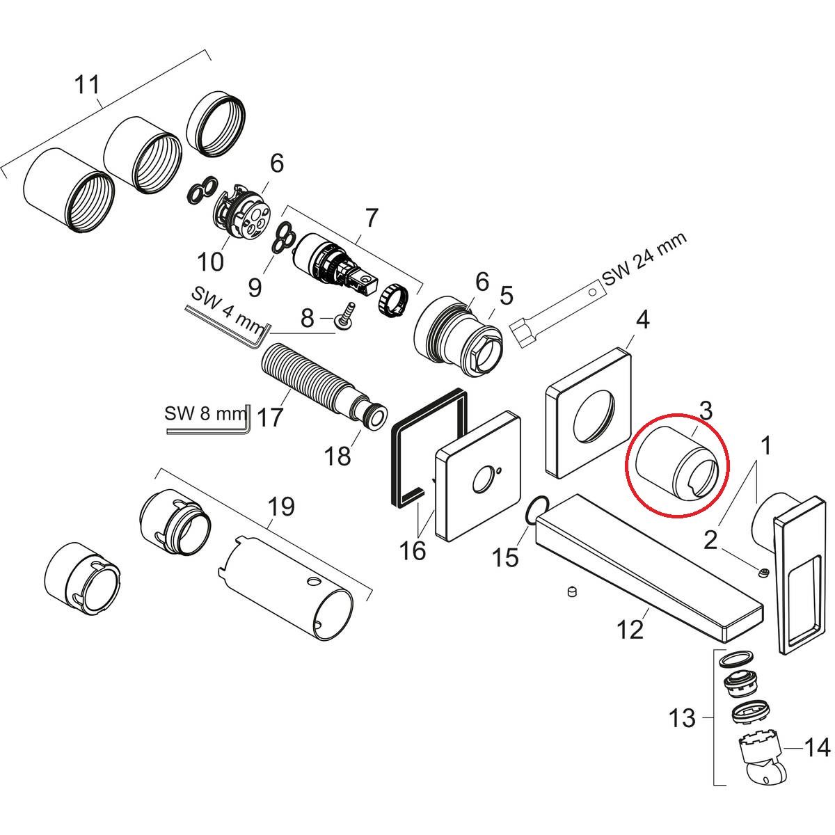 Hansgrohe Objímka batérie, chróm 93053000