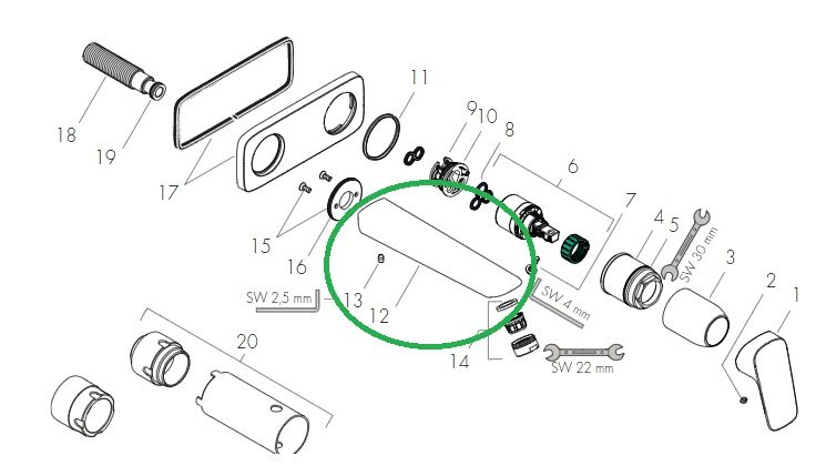 Hansgrohe Logis Výtokové rameno pro baterii, černá mat 92240670