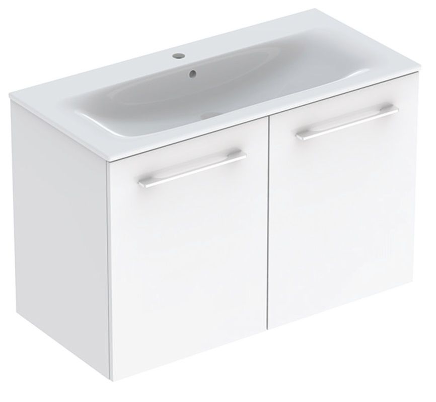 Geberit Selnova štvorcová skrinka + umývadlo Slim 100 cm, biela lesklá 501.260.00.1