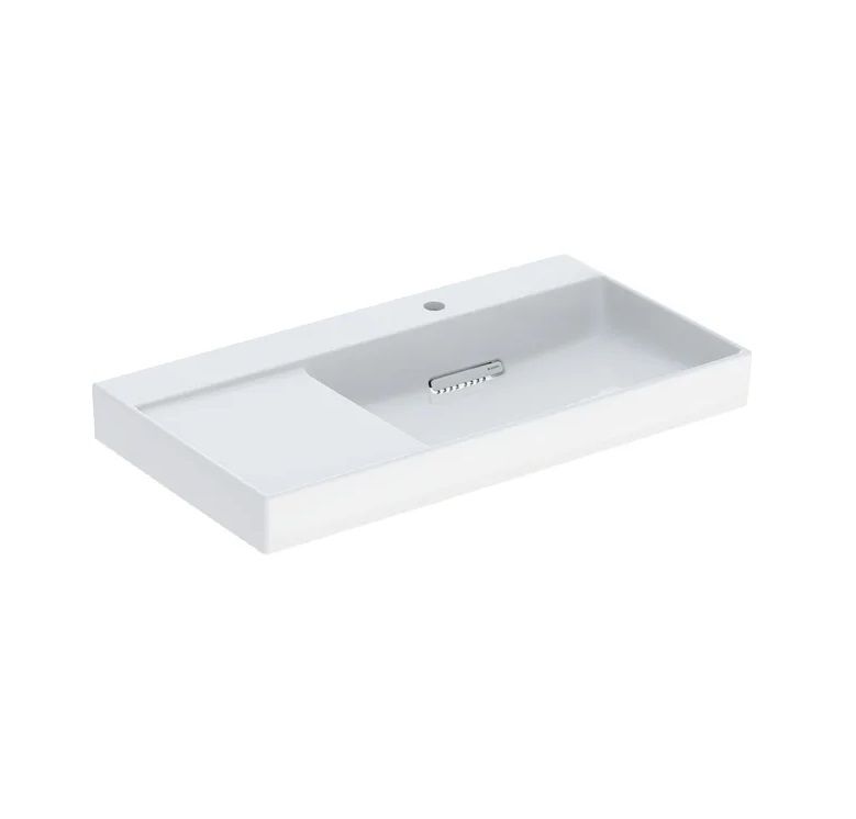 Geberit One Umyvadlo s plochou vlevo 90x48 cm, otvor vpravo, bílá/KeraTect, lesk 505.043.00.1