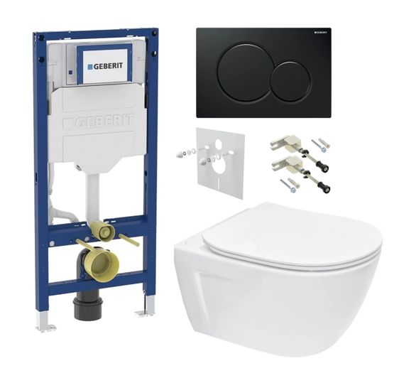 Geberit Set modulu do sádrokartonu, WC Diana New a tlačítka, čierna lesklá KBE003