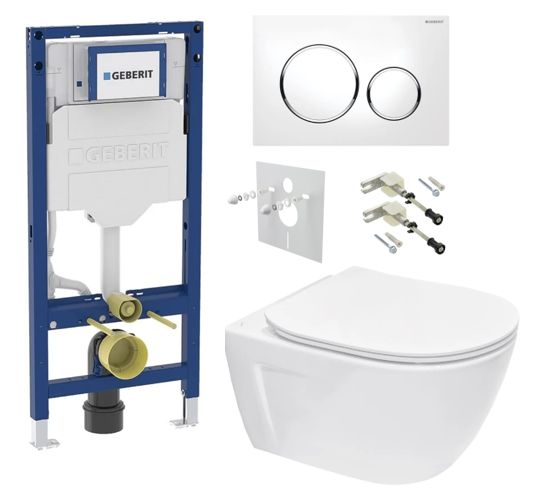 Geberit Set modulu do sadrokartónu, WC Diana New a tlačidlá, biela/chróm KBE004