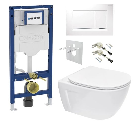 Geberit Set modulu do sadrokartónu, WC Diana New a tlačidlá, biela/chróm KBE006