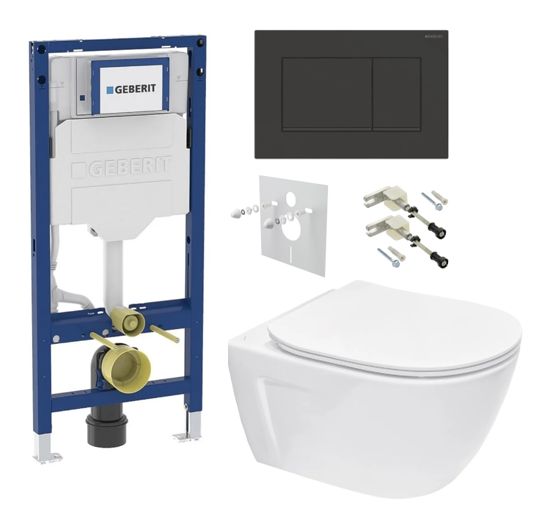 Geberit Set modulu do sadrokartónu, WC Diana New a tlačidlá, čierna matná/čierna lesklá KBE007