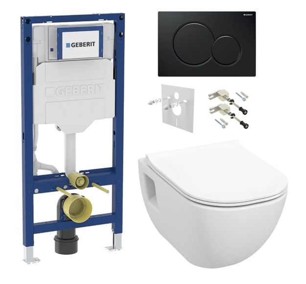 Geberit Set modulu do sadrokartónu, WC Diana New a tlačidlá, čierna lesklá KBE012