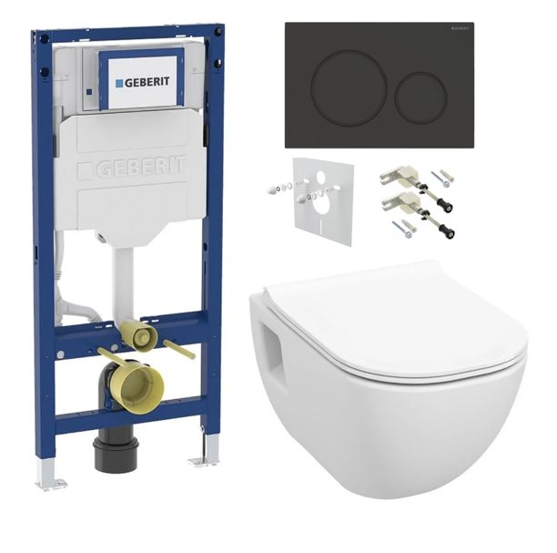 Geberit Set modulu do sadrokartónu, WC Diana New a tlačidlá, čierna matná/čierna lesklá KBE014