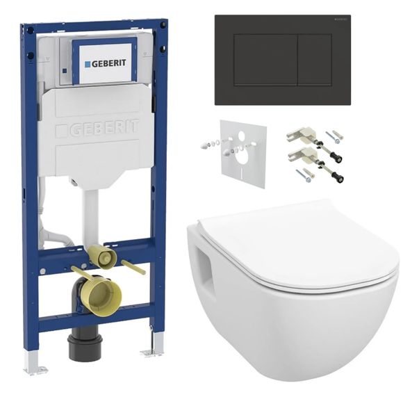 Geberit Set modulu do sadrokartónu, WC Diana New a tlačidlá, čierna matná/čierna lesklá KBE016