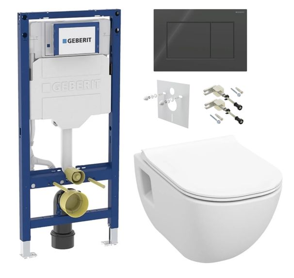 Geberit Set modulu do sadrokartónu, WC Diana New a tlačidlá čierna lesklá KBE018