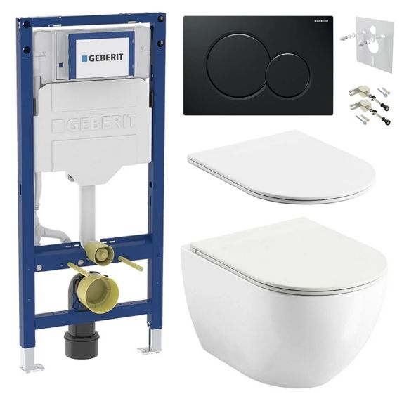 Geberit Set modulu do sadrokartónu, WC Urban City a tlačidlá, čierna lesklá KBE021