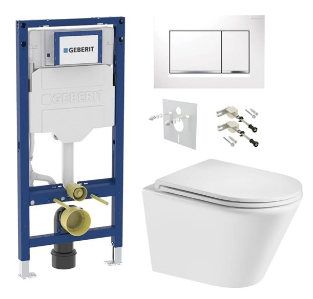 Geberit Set modulu do sadrokartónu, WC Spinex a tlačidlá, biela/chróm KBE042