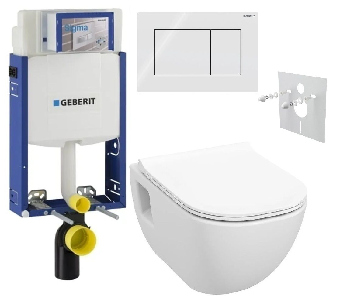 Geberit Set modulu na zamurovanie, tlačidlá a závesne WC Diana New s WC doskou, biela KBE071