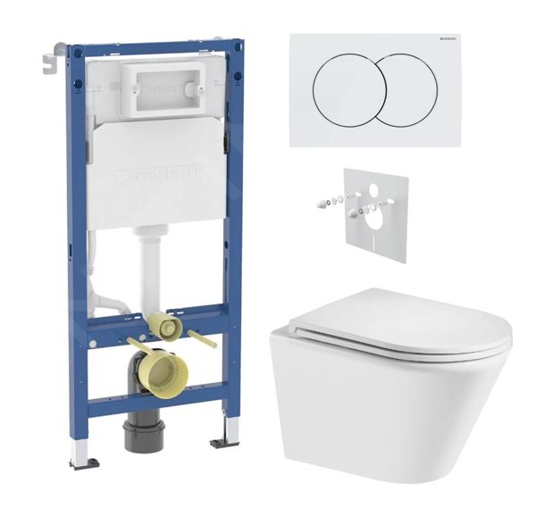 Geberit Set modulu do sádrokartonu, WC Spinex a tlačítka, bílá KBE113