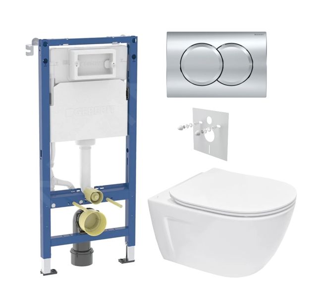 Geberit Set modulu do sádrokartonu, WC Diana New a tlačítka, chrom lesk KBE121