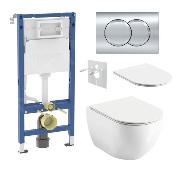 Geberit Set modulu do sádrokartonu, WC Urban City a tlačítka, chrom lesk KBE123