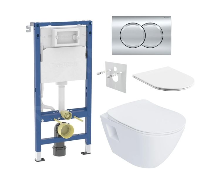 Geberit Set modulu do sádrokartonu, WC Urban a tlačítka, chrom lesk KBE126