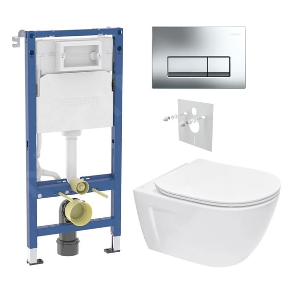 Geberit Set modulu do sádrokartonu, WC Diana New a tlačítka, chrom lesk KBE133