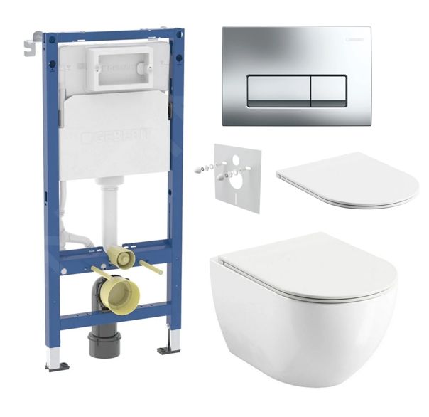 Geberit Set modulu do sádrokartonu, WC Urban City a tlačítka, chrom lesk KBE135