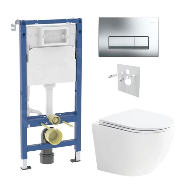 Geberit Set modulu do sádrokartonu, WC Urban a tlačítka, chrom lesk KBE136