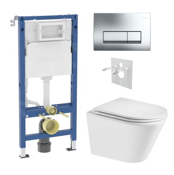 Geberit Set modulu do sádrokartonu, WC Spinex a tlačítka, chrom lesk KBE137