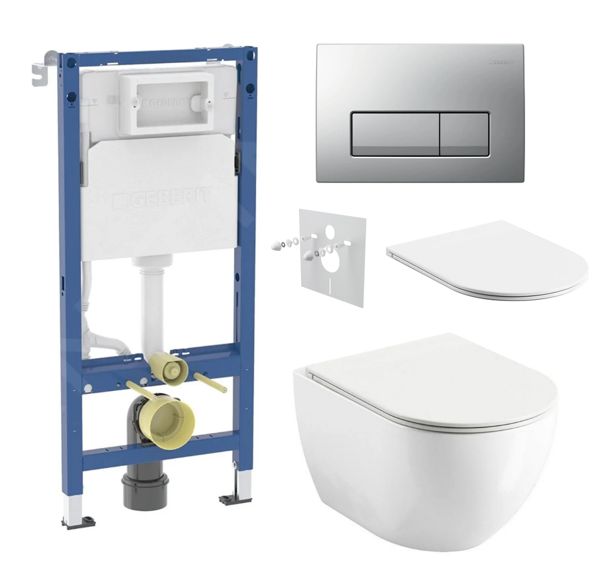 Geberit Set modulu do sádrokartonu, WC Urban City a tlačítka, chrom mat KBE141