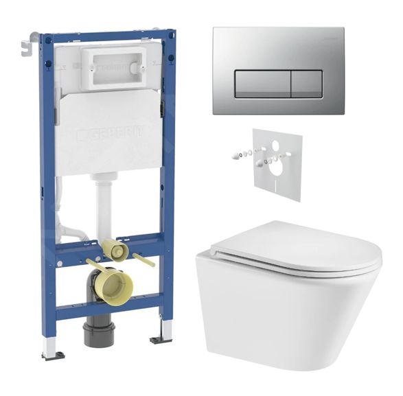 Geberit Set modulu do sádrokartonu, WC Spinex a tlačítka, chrom mat KBE143