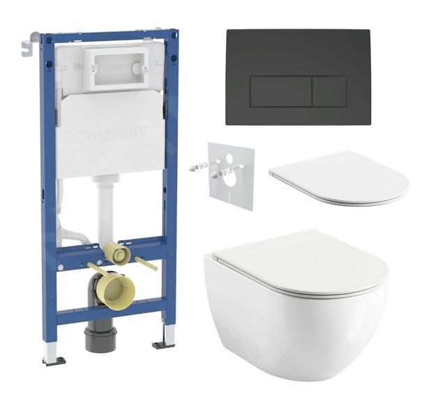Geberit Set modulu do sádrokartonu, WC Urban City a tlačítka, černá mat KBE147